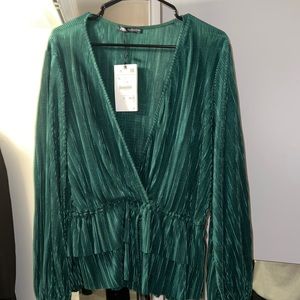 Zara pleated wrap top